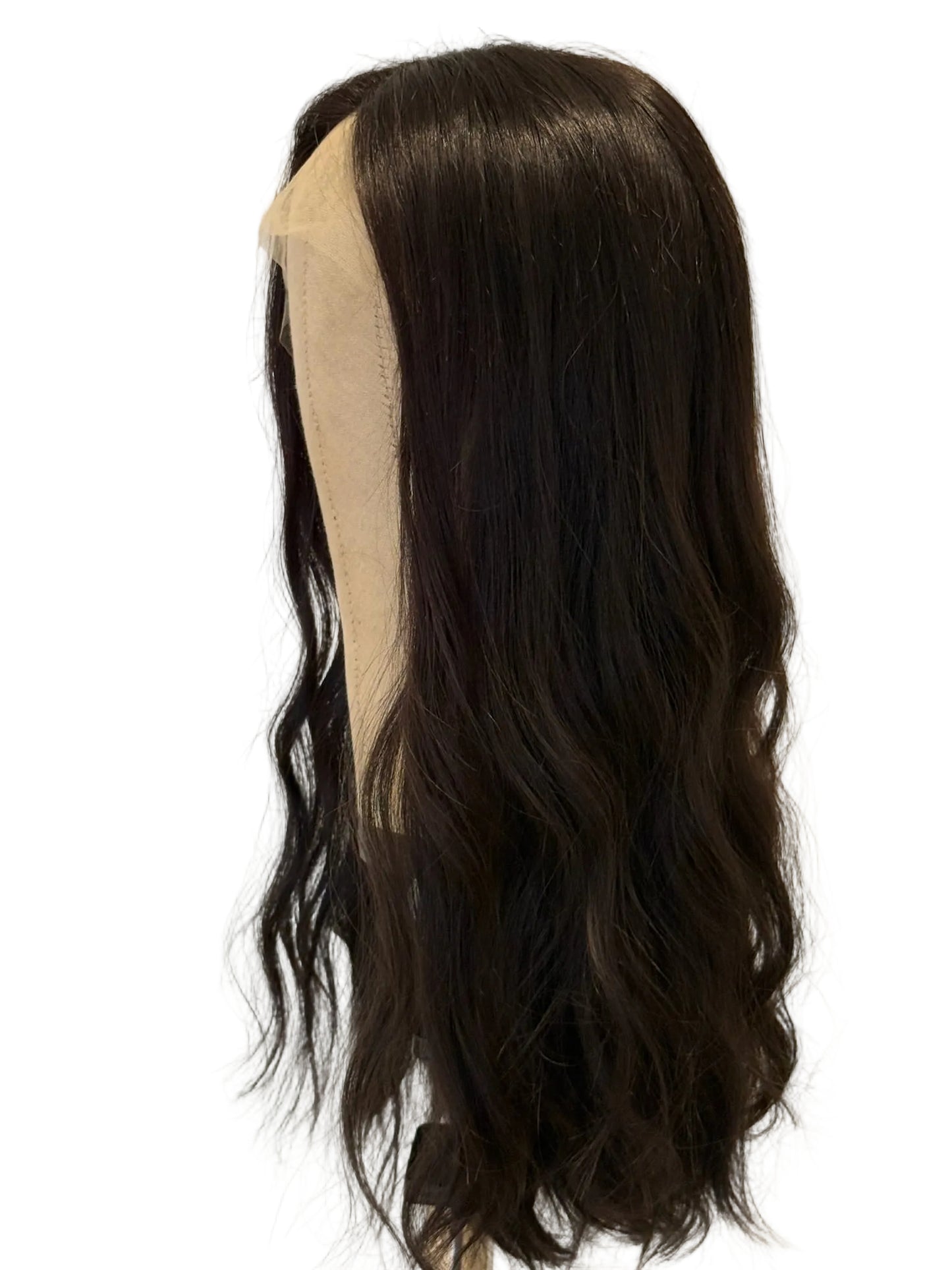 Solid Dark Brown Lace Top Wig in Natural Wave