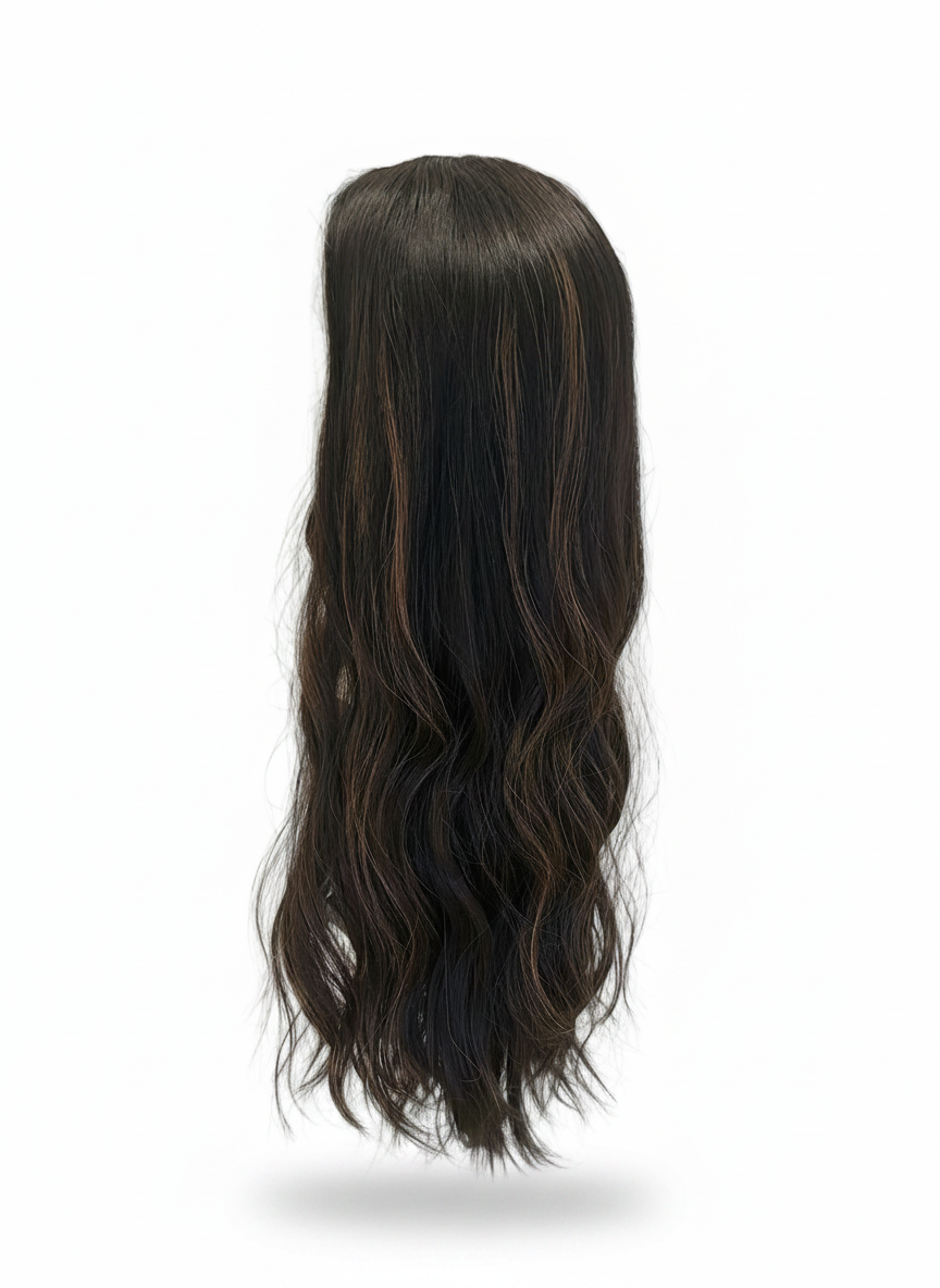 Rich Brown Silk Top Wig in Natural Wave