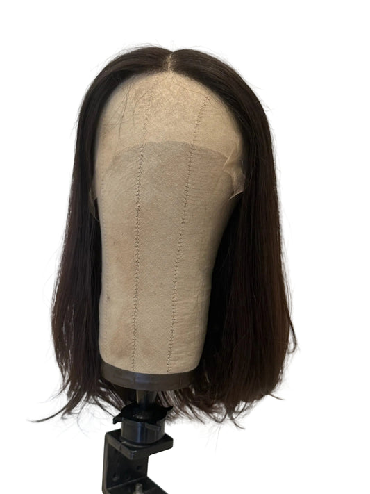 Solid Dark Brown Lace Top Wig in Natural Wave