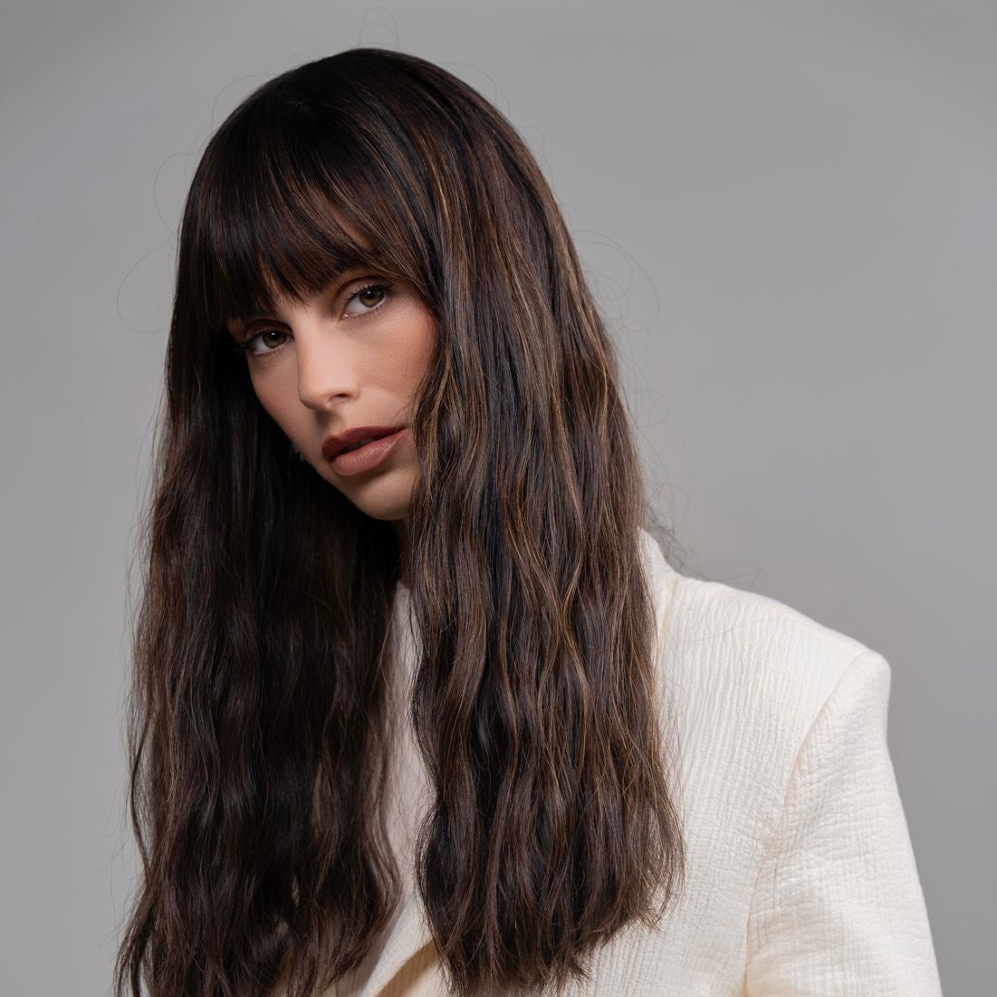 Chestnut Brown Silk Top Wig in Natural Wave