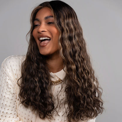 Chestnut Brown Lace Top Wig in Natural Wave