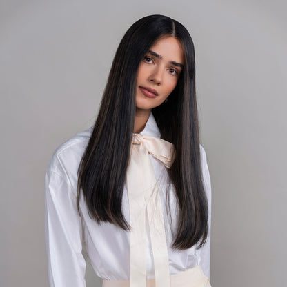 Solid Dark Brown Lace Top Wig in Natural Wave