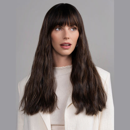 Rich Brown Silk Top Wig in Natural Wave