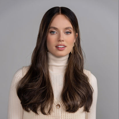 Medium Brown Lace Top Wig in Natural Wave