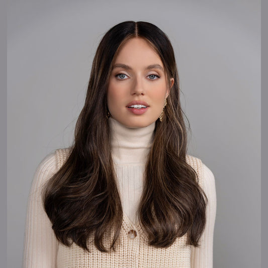 Medium Brown Lace Top Wig in Natural Wave