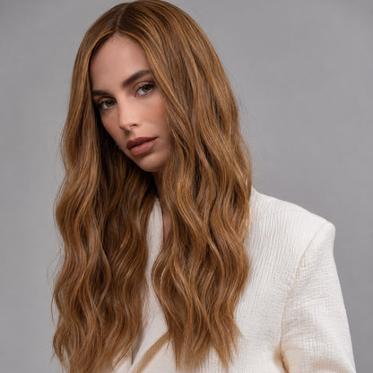 Warm Blonde Silk Top Wig in Natural Wave