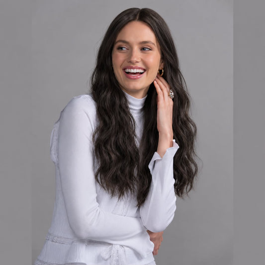 Solid Dark Brown Silk Top Wig for Sensitive Scalp